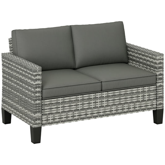 Photo of Outsunny Two-Seater Rattan Outdoor Sofa - Light Grey in Grey colour on a white background