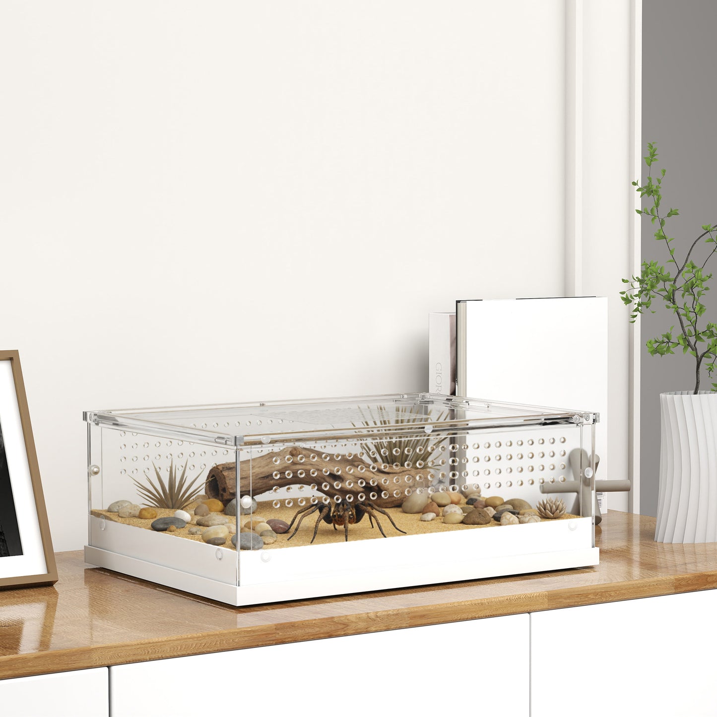 PawHut Acrylic Reptile Terrarium with Top Sliding Door, Vents,  for Snake, Frog, Spider, Gecko, Tarantula, 40 x 30 x 15 cm