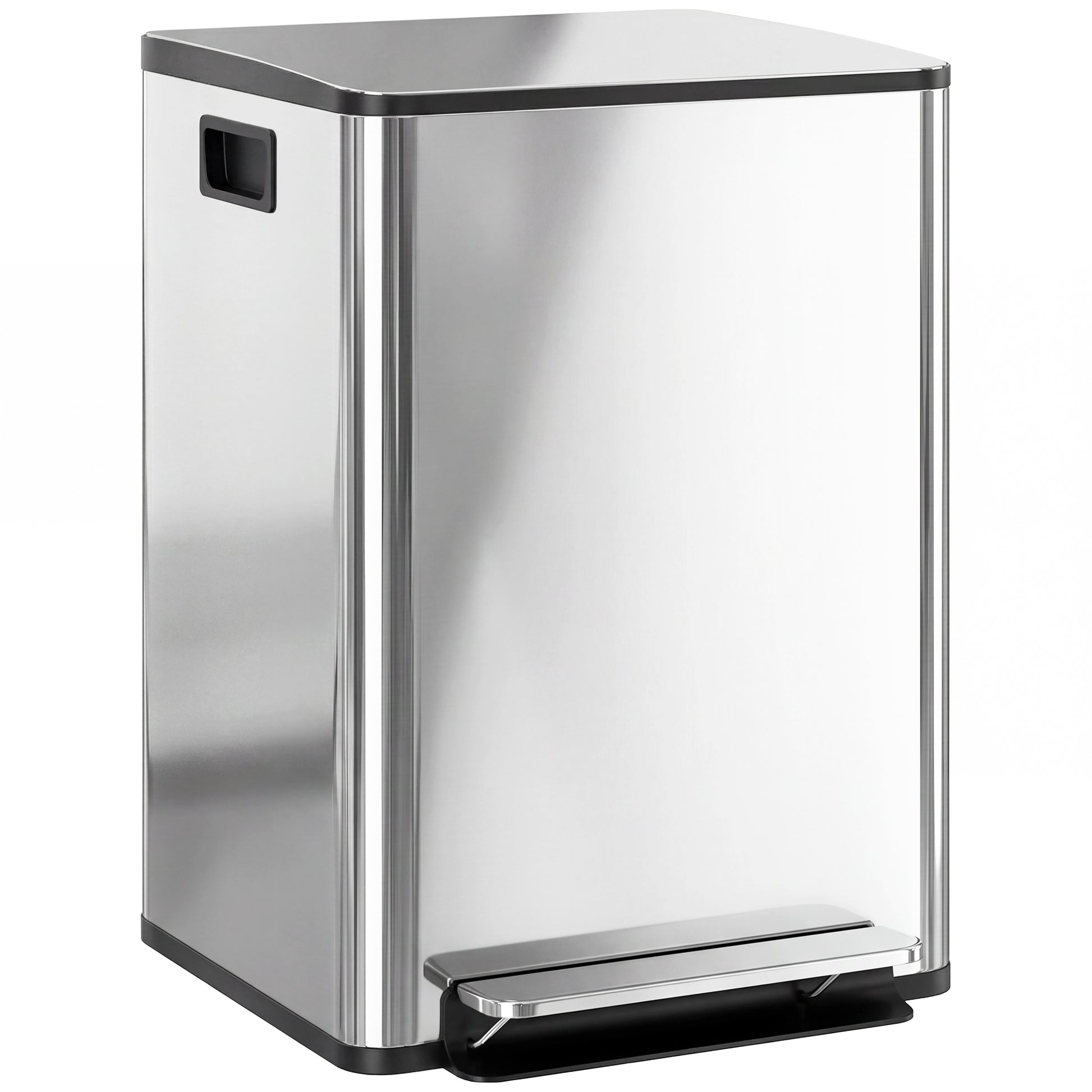 Photo of HOMCOM 40L Dual Compartment Stainless Steel Bin, with Deodoriser Holders - Silver Tone in Tone colour on a white background