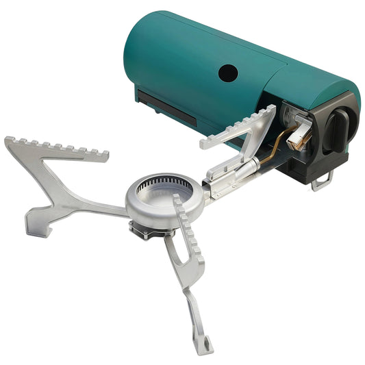 Photo of Outsunny 2670W Foldable Camping Stove with Safety Shut-Off, Piezo Ignition Gas Stove with Carry Bag, Green in Green colour on a white background