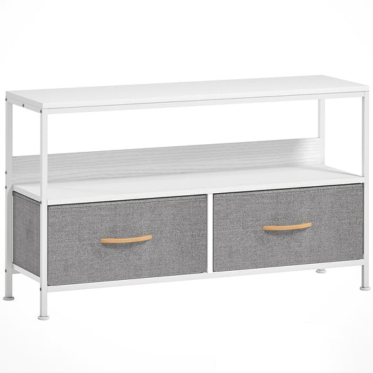 Photo of HOMCOM TV Stand Cabinet with 2 Foldable Drawers - White in White colour on a white background
