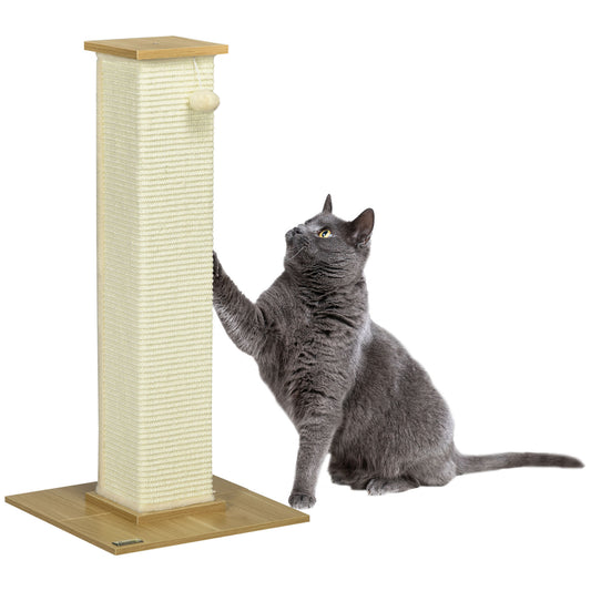 Photo of PawHut 80cm Scratching Post, with Toy Ball, Sisal Rope - White in White colour on a white background
