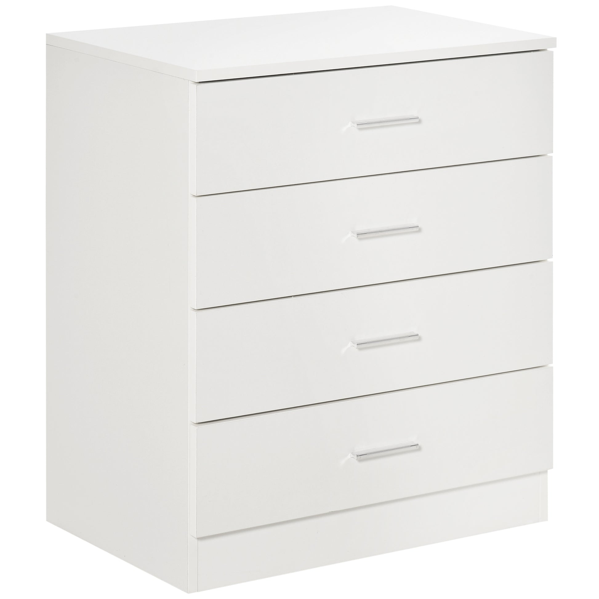 Photo of HOMCOM Chest of Drawers, 4 Drawers Storage Cabinet with Metal Rails, Anti-Tip for Playroom, Nursery Room, Hallway, etc in etc colour on a white background