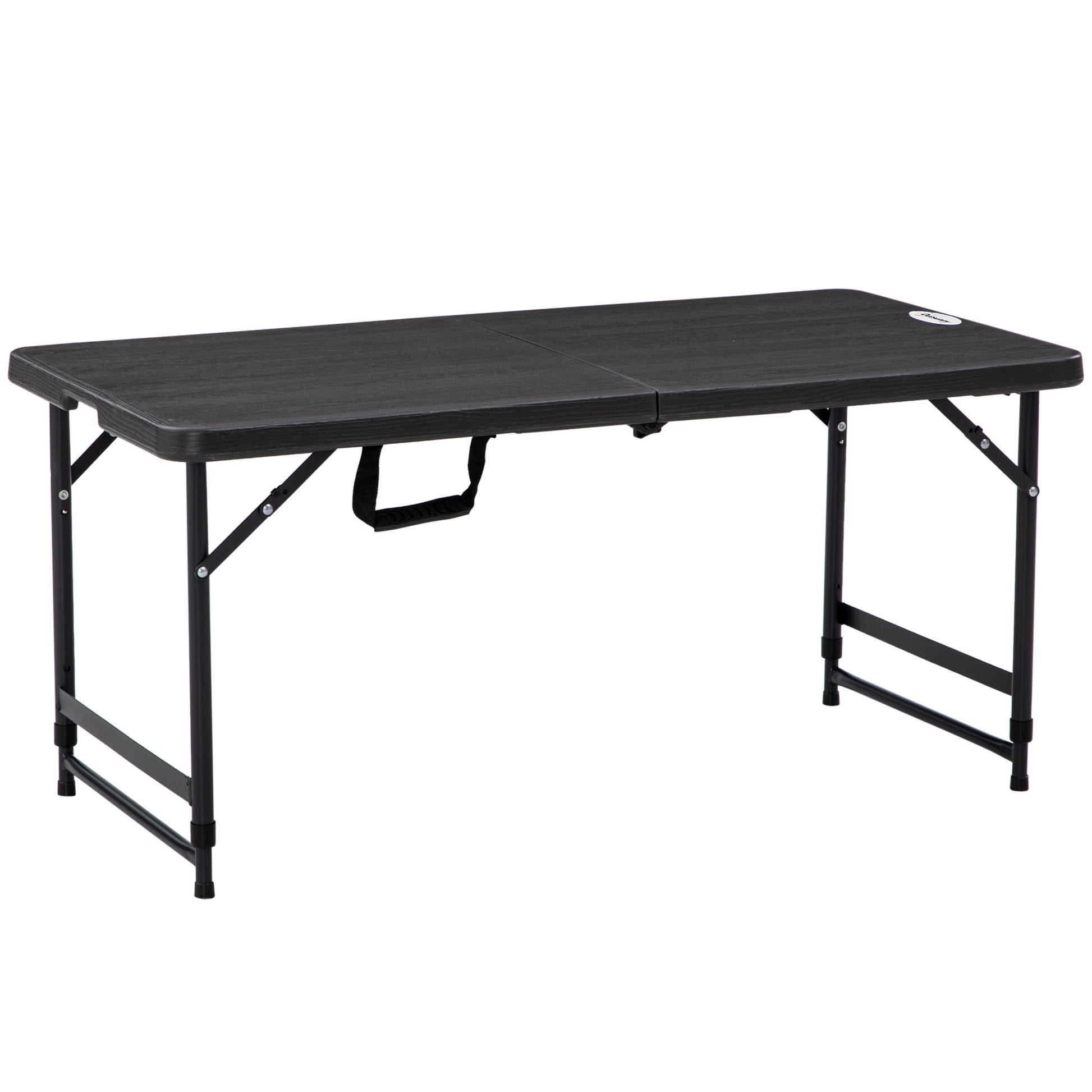 Photo of Outsunny Foldable Patio Dining Table for 4, Height Adjustable Outdoor Table for Garden, Lawn, Dark Grey in Grey colour on a white background