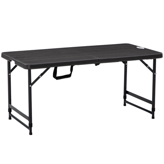 Photo of Outsunny Foldable Patio Dining Table for 4, Height Adjustable Outdoor Table for Garden, Lawn, Dark Grey in Grey colour on a white background