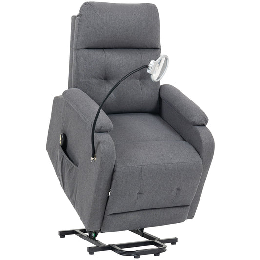 Photo of HOMCOM Electric Rise/Recline Armchair, with Reading Light - Grey in Grey colour on a white background