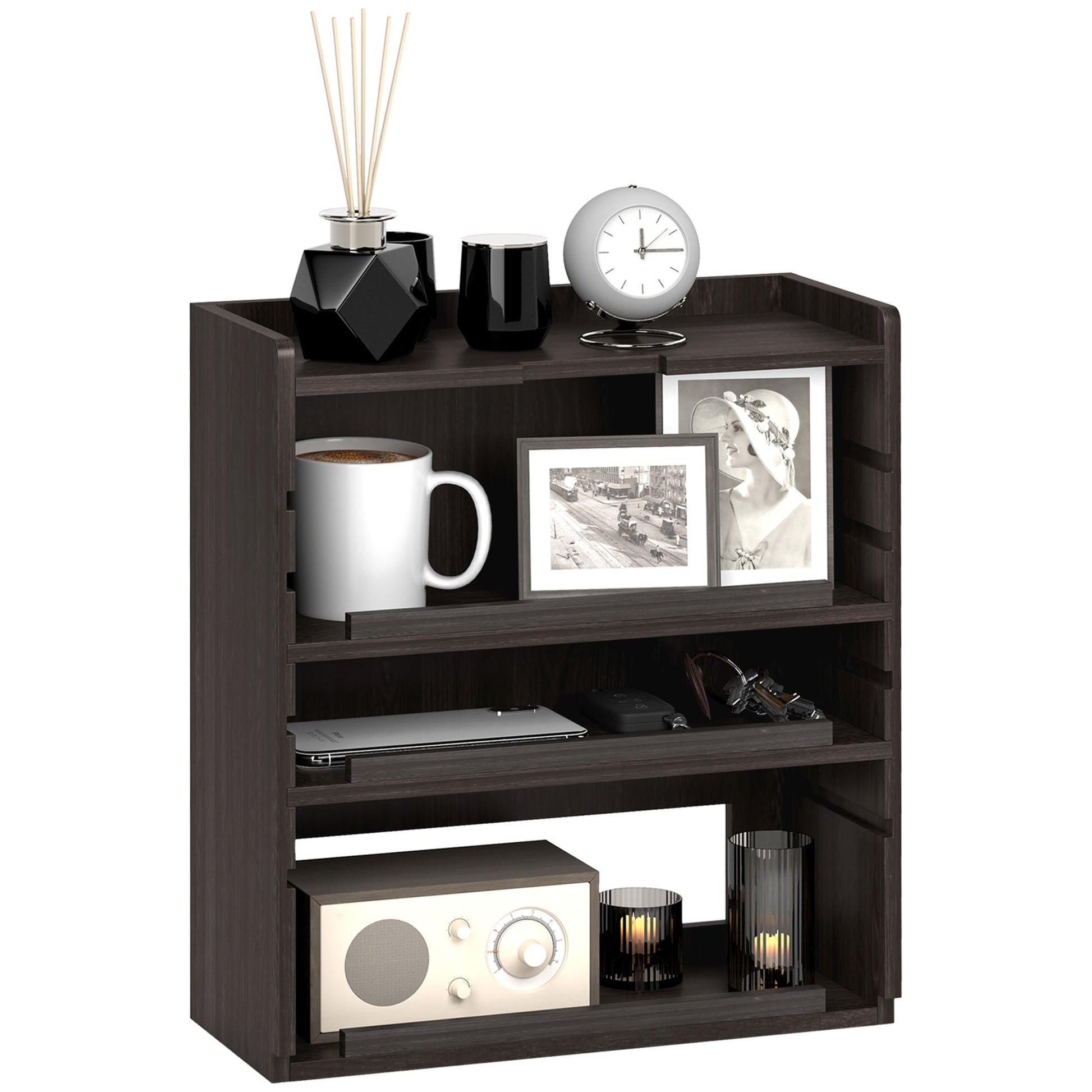 Photo of HOMCOM Four-Tier Desktop Organiser - Dark Brown in Brown colour on a white background