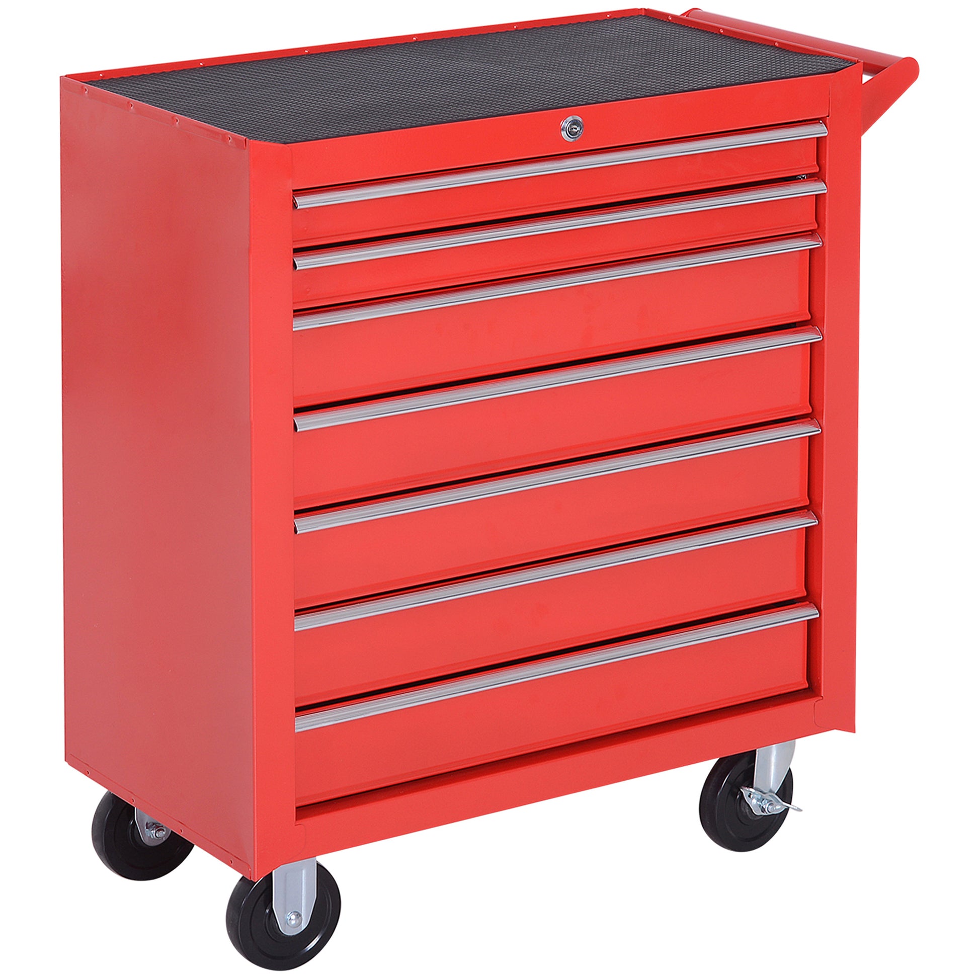 Photo of DURHAND 7-Drawer Tool Box on Wheels Tool Cabinet 150 Load with Lockable Swivel Castors, Red in Red colour on a white background
