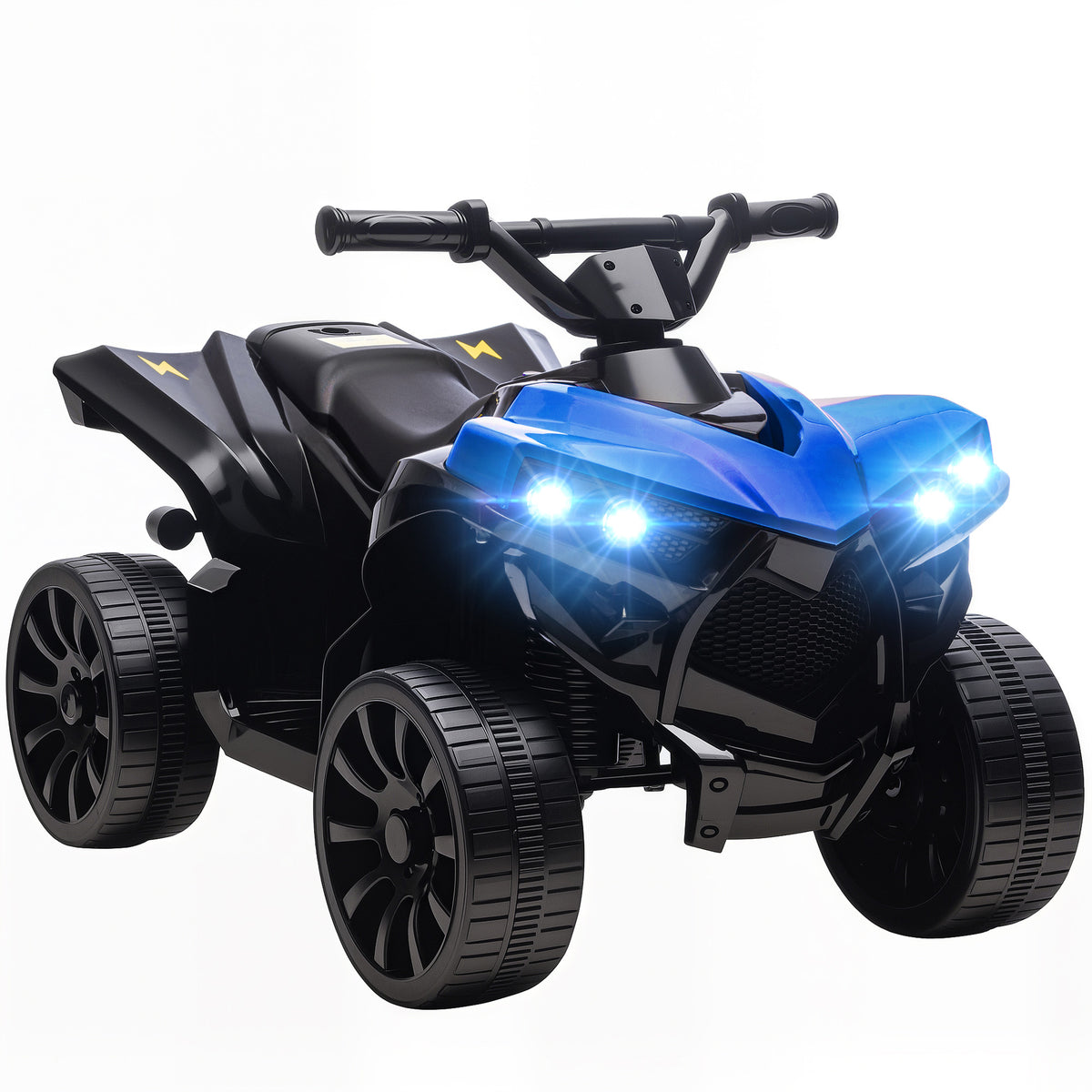 Photo of AIYAPLAY 6V Kids ATV, 4 Wheeler Electric Ride on Car with Music and LED Headlights, for Ages 18-56 Months Boys and Girls, Blue in Blue colour on a white background