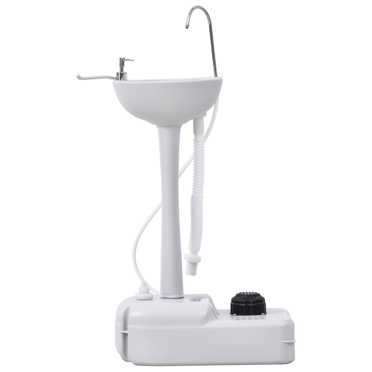Photo of Outsunny Camping Sink, 17L Portable Hand Wash Station with Towel Holder, Soap Dispenser and Rolling Wheels, Outdoor Sink for Events, Gatherings, Worksite in Worksite colour on a white background