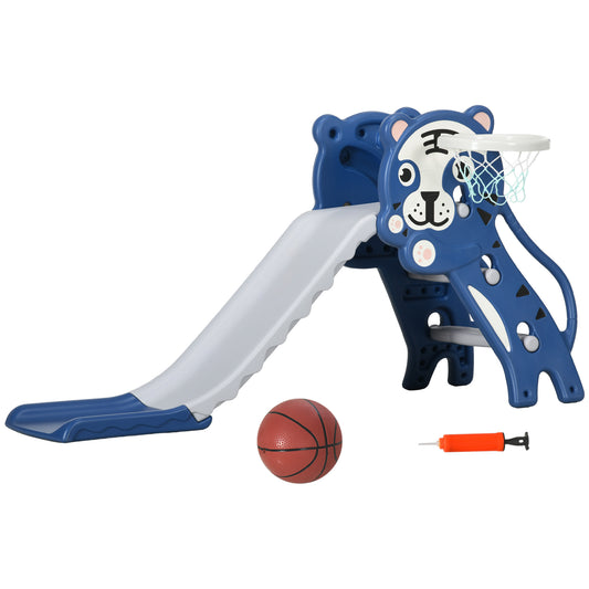 Photo of AIYAPLAY 3 in 1 Baby Slide for Indoor Use with Climber, Basketball Hoop, Basketball, for Ages 18-36 Months - Blue in Blue colour on a white background