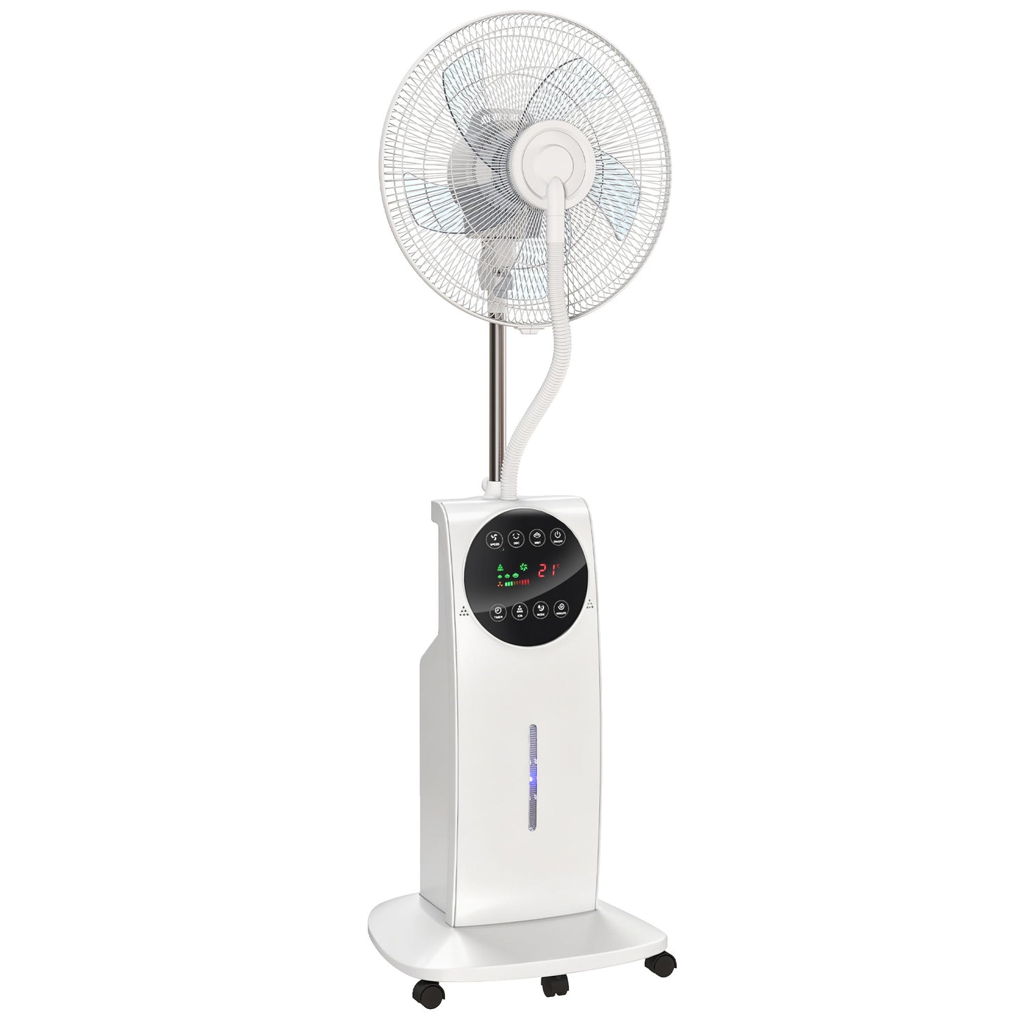 Photo of HOMCOM 135cm Pedestal Fan with Water Mist Spray Humidifying Misting Fan, White in White colour on a white background