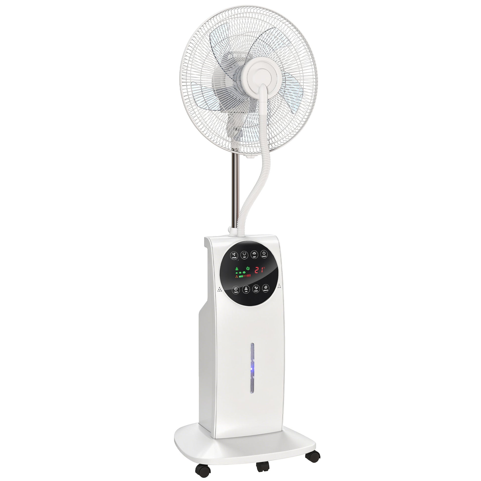 Photo of HOMCOM 135cm Pedestal Fan with Water Mist Spray Humidifying Misting Fan, White in White colour on a white background