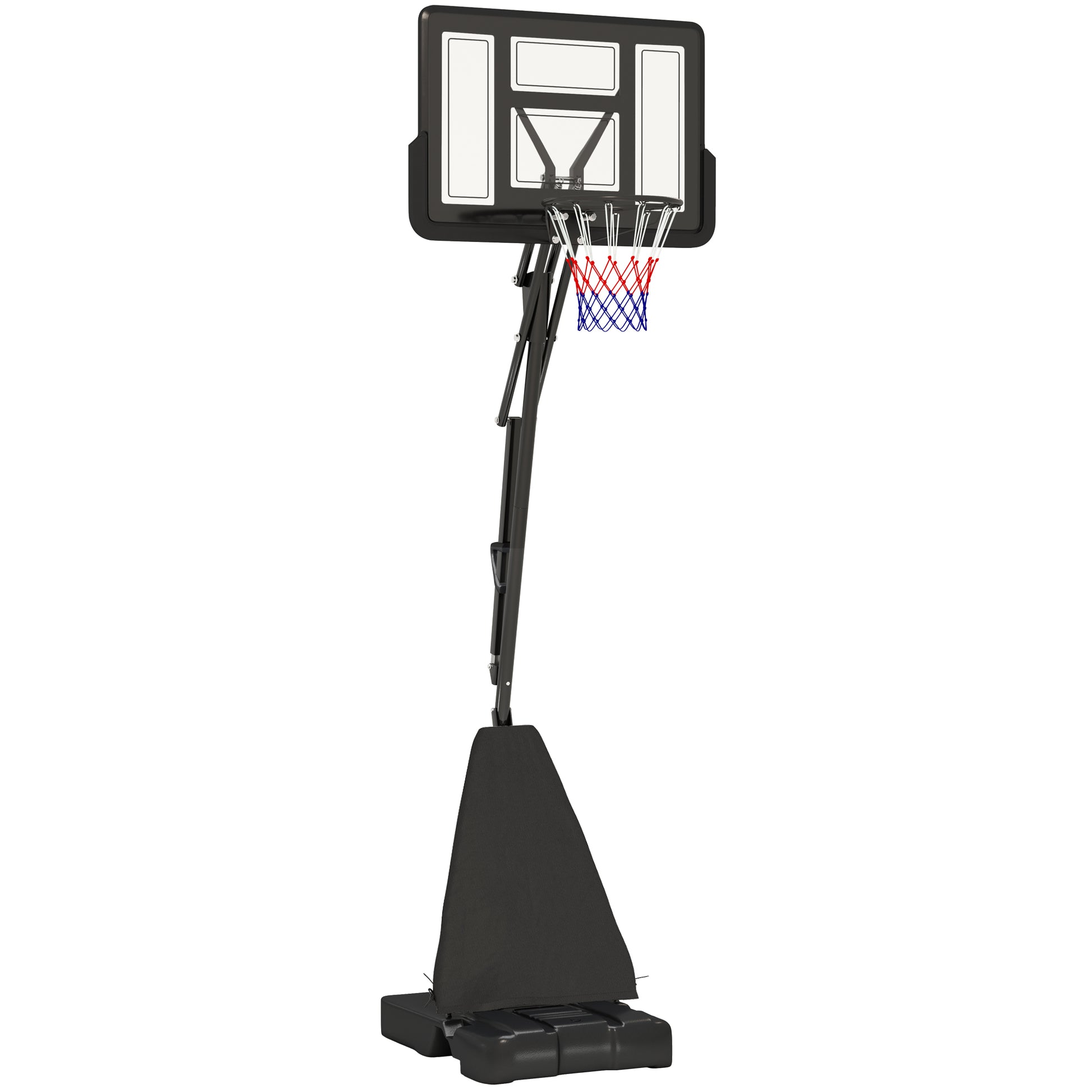 Photo of SPORTNOW 245-305cm Adjustable Basketball Hoop and Stand, with Wheels, Black in Black colour on a white background