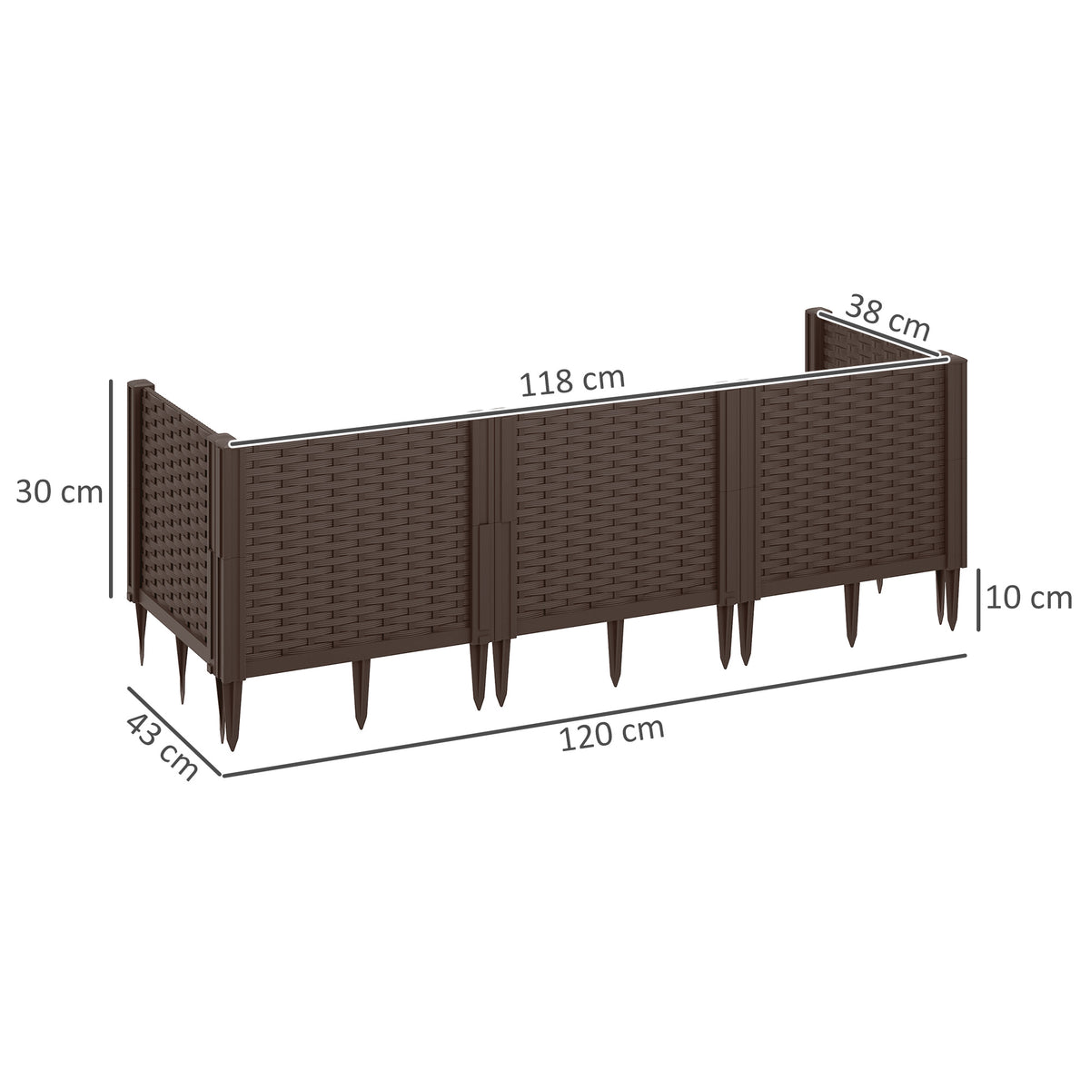 Outsunny Plastic Raised Garden Bed, Modular Planter Box Kit, Garden Fe ...