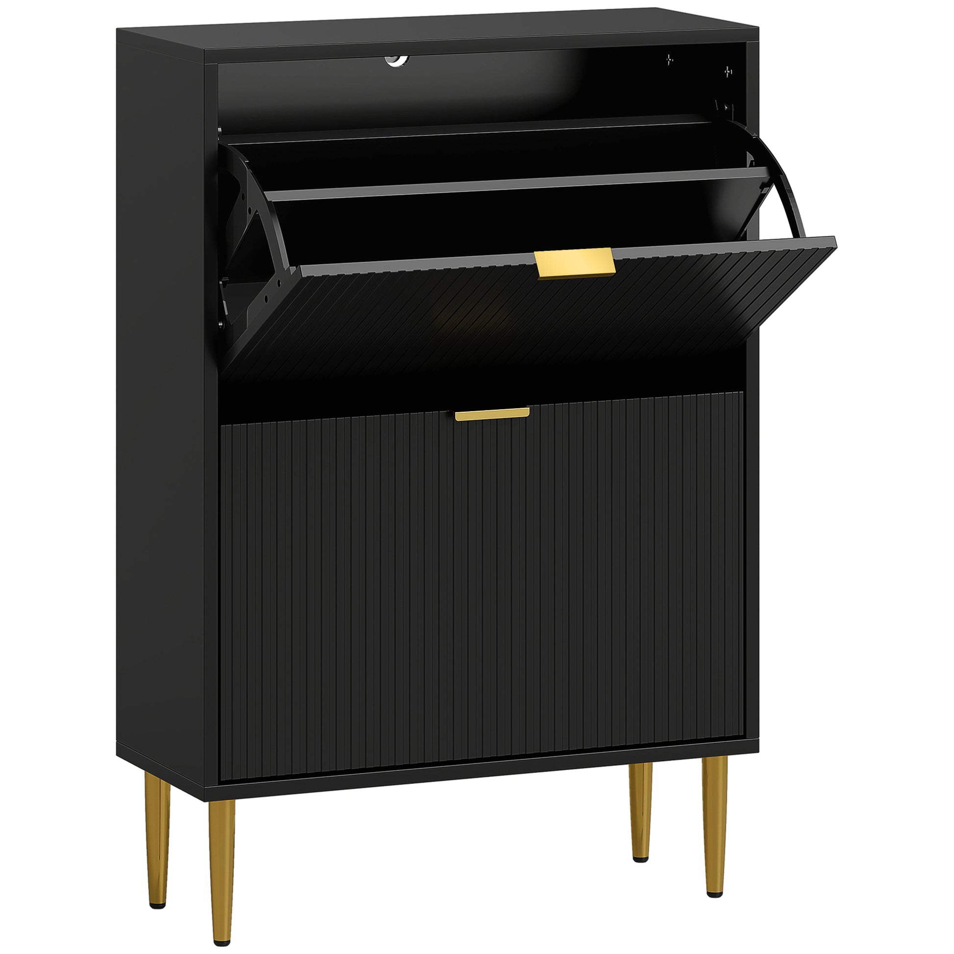 Photo of HOMCOM Elegant Two-Drawer Shoe Cabinet - Black in Black colour on a white background