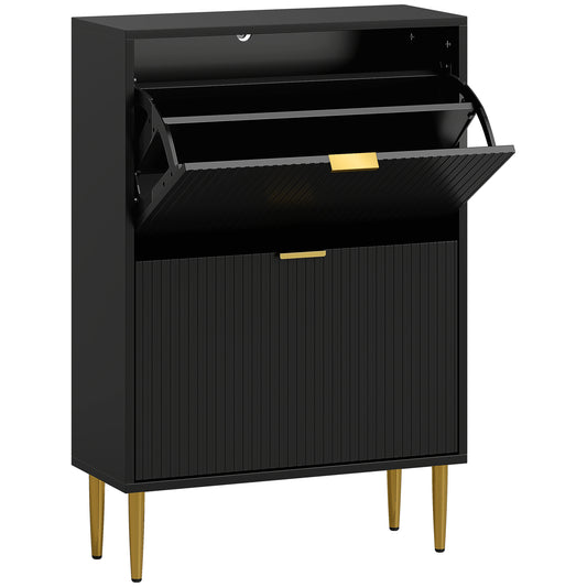 Photo of HOMCOM Elegant Two-Drawer Shoe Cabinet - Black in Black colour on a white background