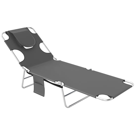 Photo of Outsunny Reclining Face Hole Sun Lounger - Dark Grey in Grey colour on a white background