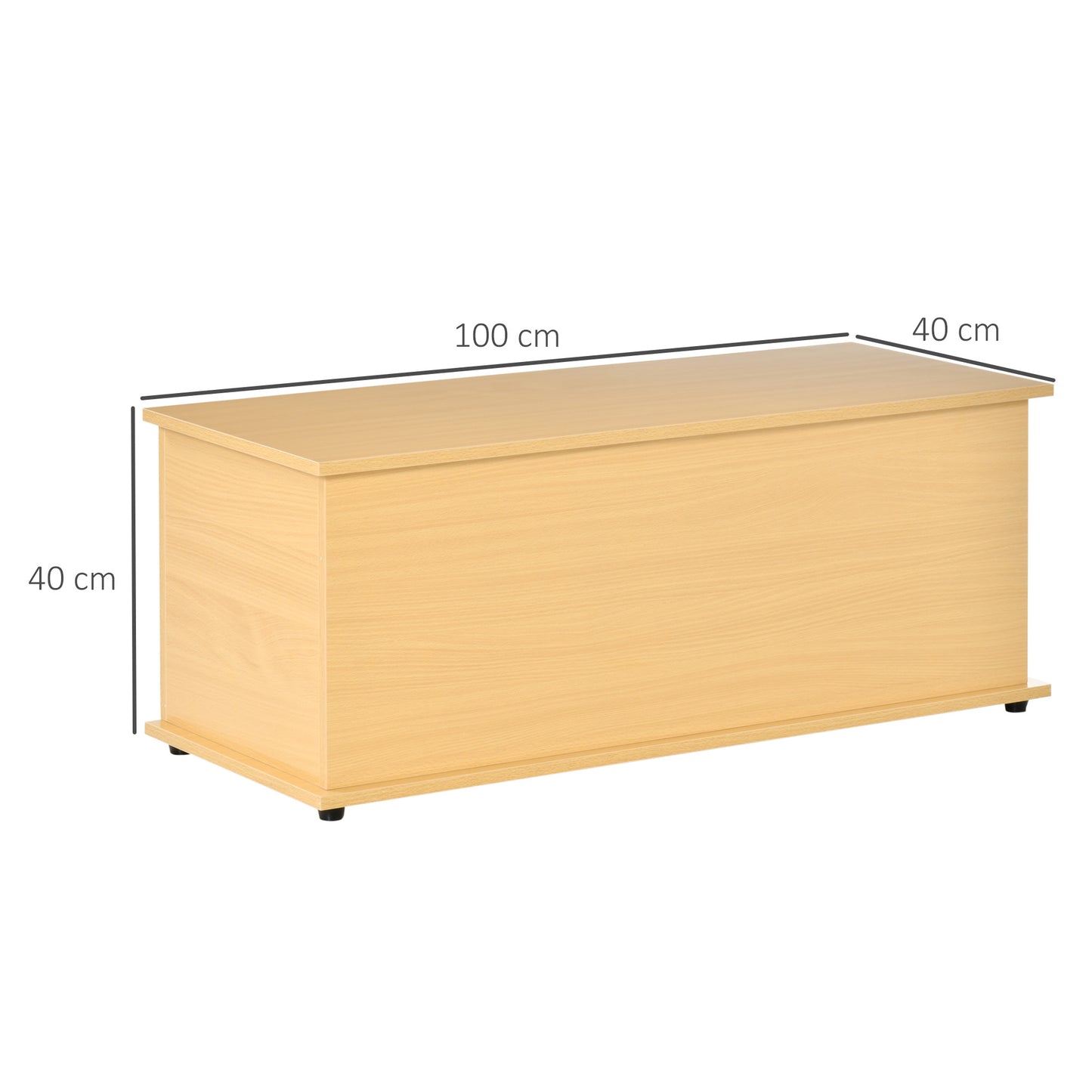 HOMCOM Storage Chest, Large 113L Blanket Box, Shoe Bench with Safety Hinged Lid, Storage Trunk, Bed End Bench for Bedroom, Hallway, Living room, Playroom, 100 x 40 x 40cm, Burlywood