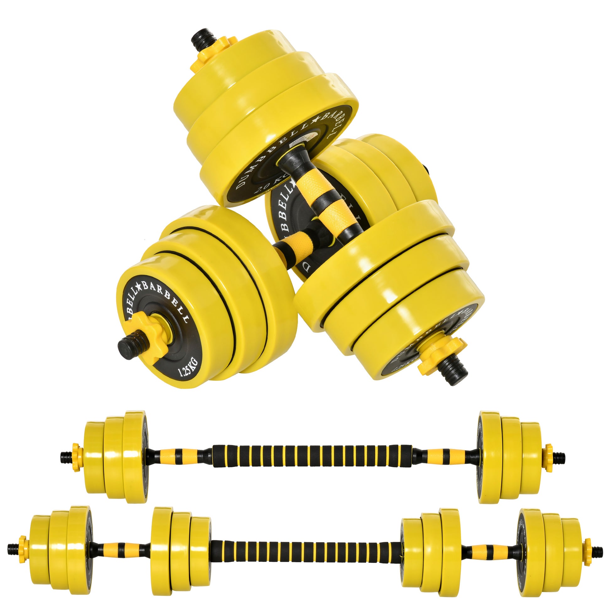 Photo of HOMCOM 20KG Dumbbell & Barbell  Adjustable Set Plate Bar Clamp Rod Home Gym Sports Area Exercise Ergonomic in Ergonomic colour on a white background