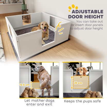PawHut whelping box with adjustable-height entrance and dog