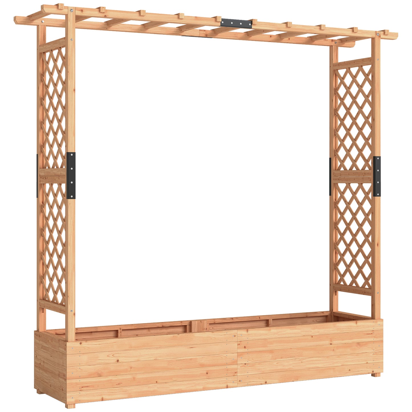Photo of Outsunny Fir Wood 171 x 39 cm Planter and Trellis Garden Bed in Bed colour on a white background