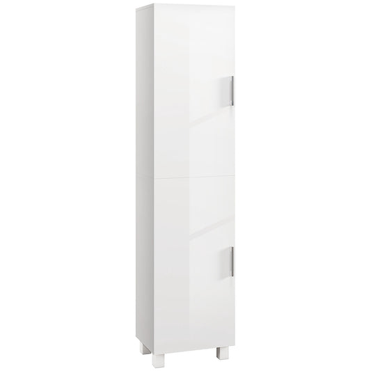Photo of HOMCOM Tall Bathroom Cabinet, Freestanding Bathroom Cabinet with Adjustable Shelves and Double Doors in Doors colour on a white background