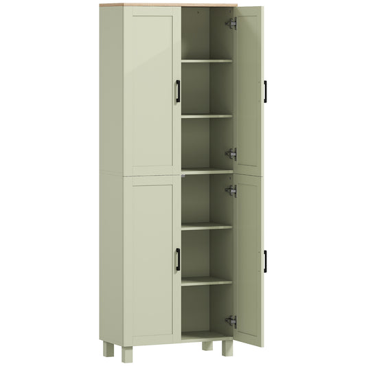 Photo of HOMCOM Freestanding Kitchen Cupboard, 4-Door Storage Cabinet with Adjustable Shelves, Modern Kitchen Pantry, 170cm, Green in Green colour on a white background
