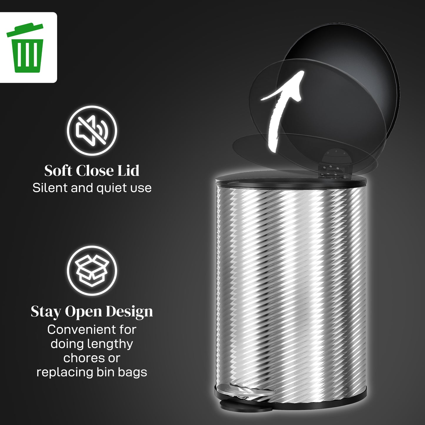 HOMCOM 20L Stainless Steel Compact Home Bin