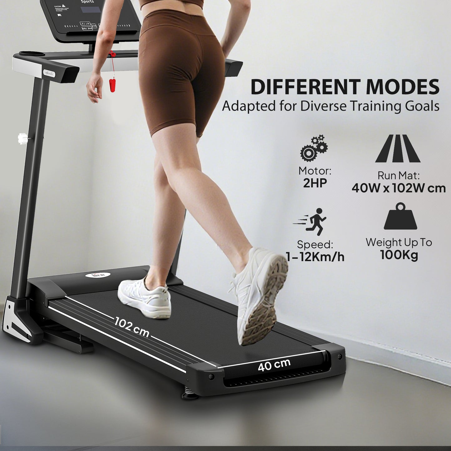 HOMCOM Motorised Folding Treadmill with 500W & LED Screen for Home, Black
