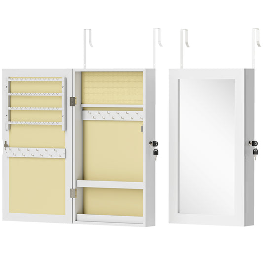 Photo of HOMCOM Jewelry Cabinet, Jewelry Storage Cabinet with Mirror, White in White colour on a white background