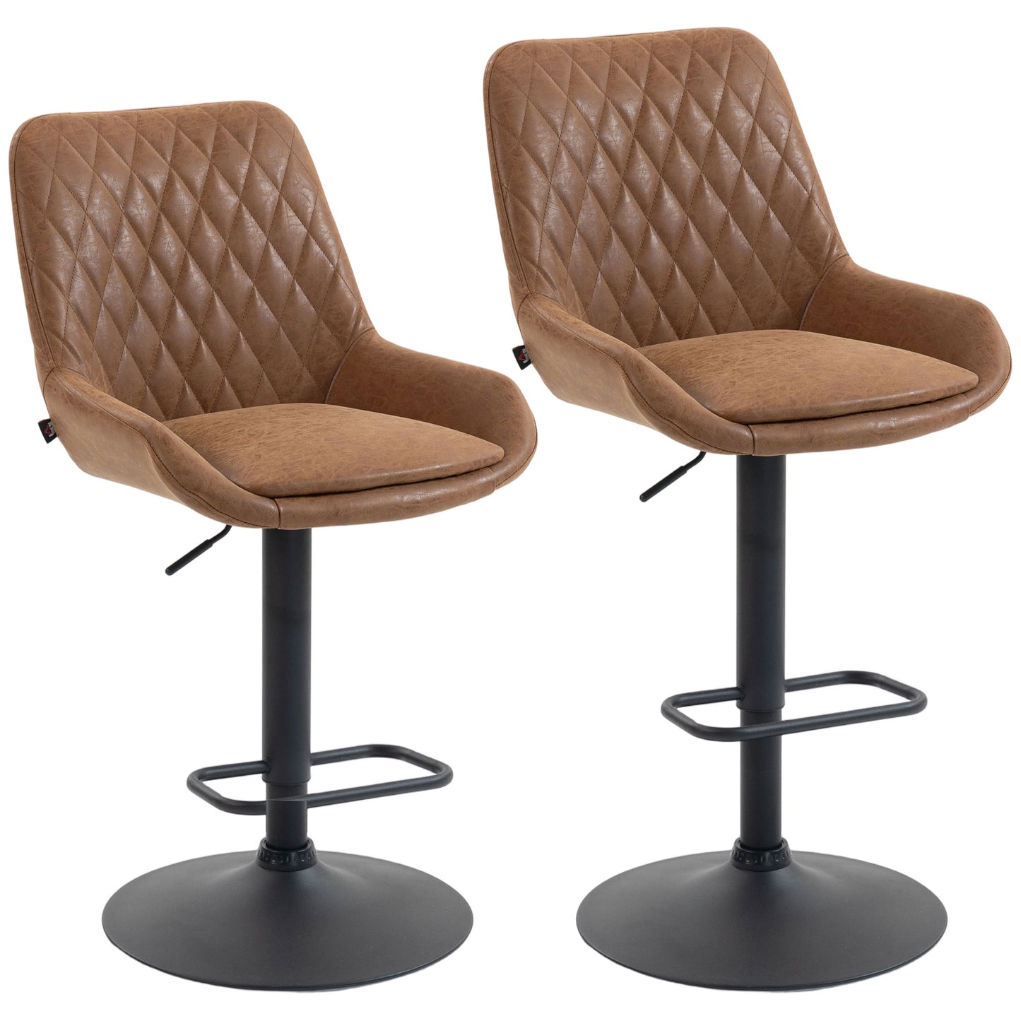 Photo of HOMCOM Set of Two Faux Leather Retro Bar Stools - Orange in Orange colour on a white background