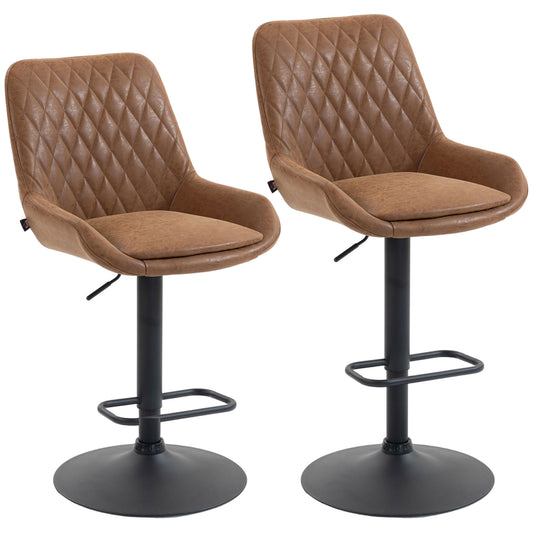 Photo of HOMCOM Set of Two Faux Leather Retro Bar Stools - Orange in Orange colour on a white background
