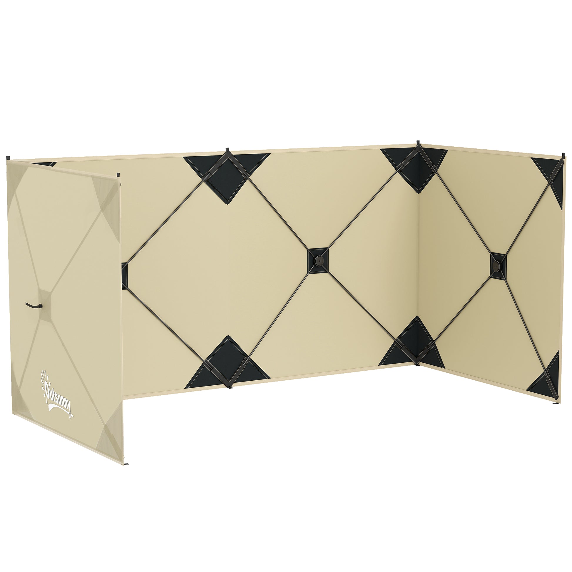 Photo of Outsunny Camping Windbreak Pop Up Windbreaker Blocker with Ropes Pegs for Beach Caravan Outdoor 480 x 120 cm in cm colour on a white background