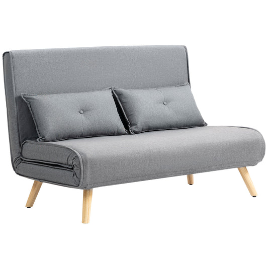 Photo of HOMCOM Two-Seater Linen-Look Sofa Bed - Grey in Grey colour on a white background