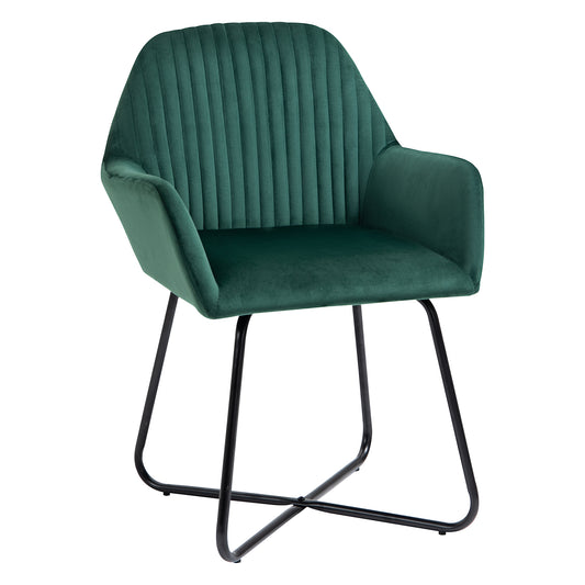 Photo of HOMCOM Modern Arm Chair Upholstered Accent Chair with Metal Base for Living Room Green in Green colour on a white background