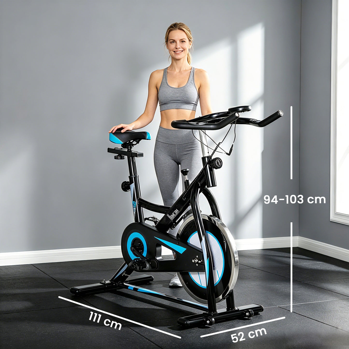 HOMCOM Stationary Exercise Bike, 8kg Flywheel Indoor Cycling Workout Fitness Bike, Adjustable Resistance Cardio Exercise Machine w/ LCD Monitor Pad and Phone Holder for Home, Gym, Office, Black