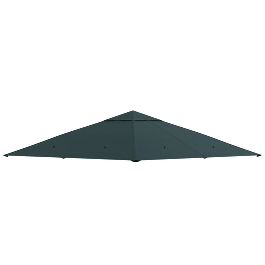 Photo of Outsunny 3 x 3 m Gazebo Canopy Replacement Cover, Garden Gazebo Roof Replacement, TOP COVER ONLY, Charcoal Green in Green colour on a white background