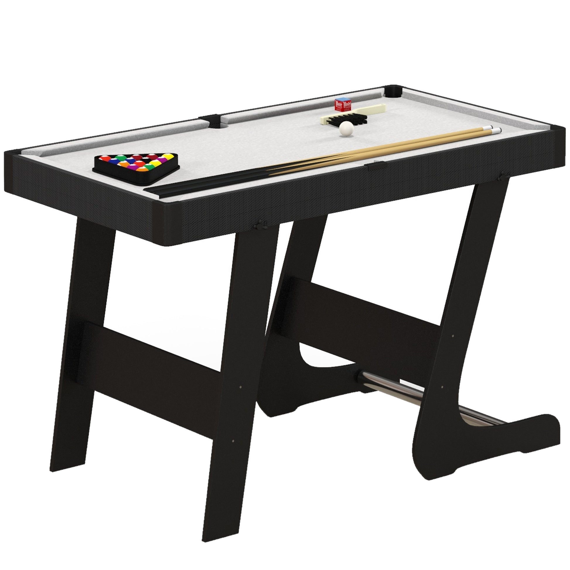 Photo of SPORTNOW 3.5ft Folding Pool Table, Snooker Table with Two Cues, 16 Balls, Chalk, Triangle, Brush - Grey in Grey colour on a white background