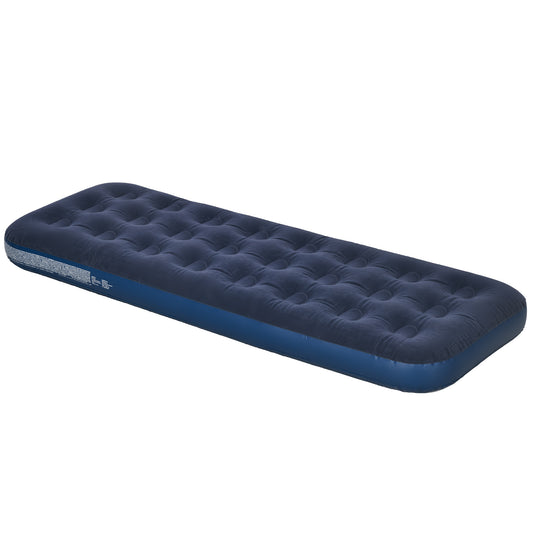 Photo of Outsunny Single Air Bed with Hand Pump, Inflatable Mattress with Flocked Surface for Guest, Camping, Travel, 191 x 73 x 22cm, Blue in Blue colour on a white background