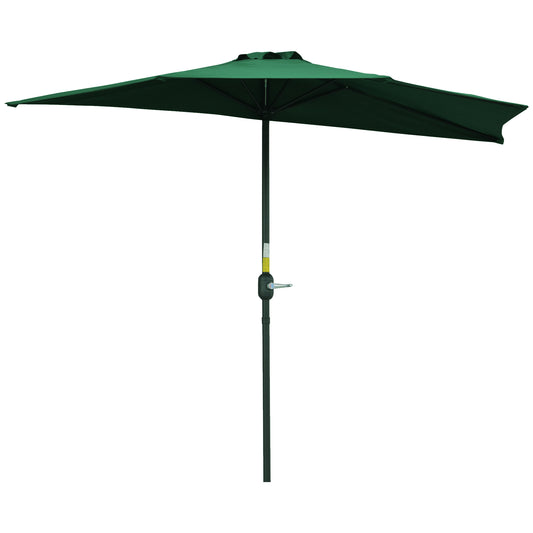 Photo of Outsunny 3(m) Half Parasol, Semi Round Umbrella with Metal Frame, Crank Handle for Balcony, Garden, Green in Green colour on a white background