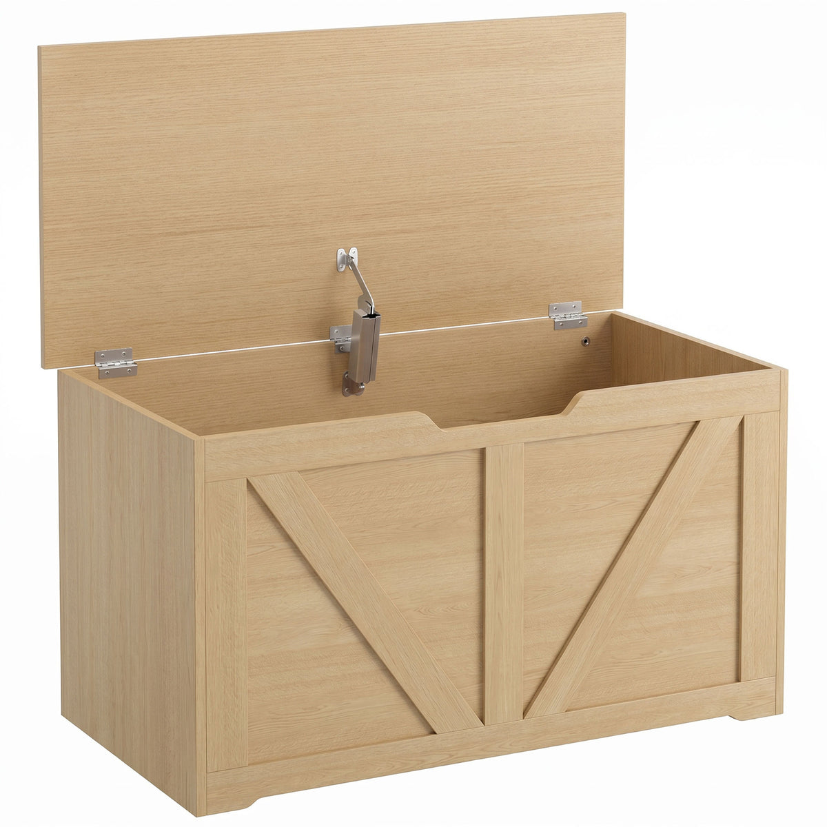 Photo of HOMCOM 100L Home Storage Box, with Safety Hinge - Nature Wood Finish in Finish colour on a white background