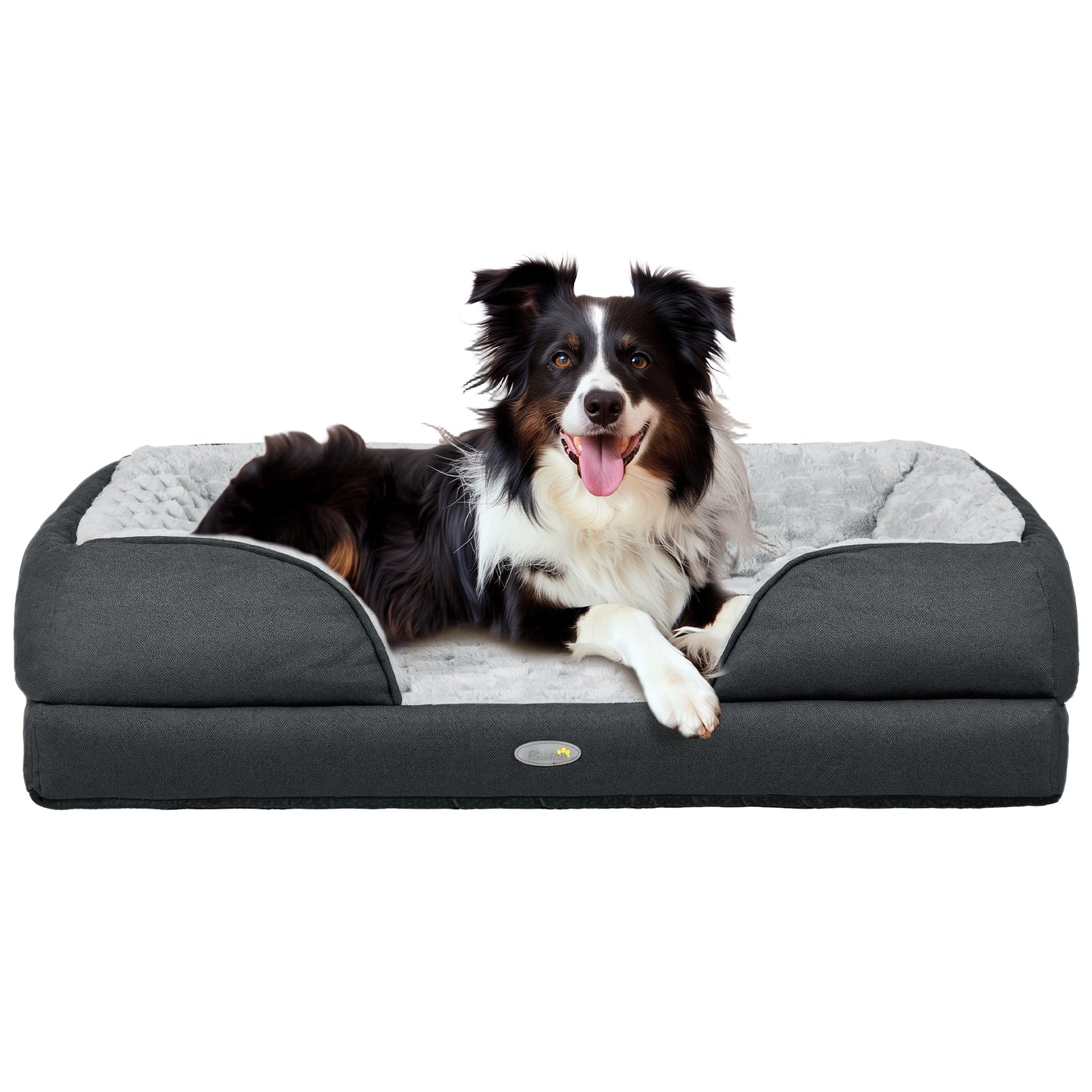 Photo of PawHut Calming Dog Bed Pet Mattress w/ Removable Cover, Anti-Slip Bottom, for Medium Dogs, 90L x 69W x 21Hcm - Charcoal Grey in Grey colour on a white background