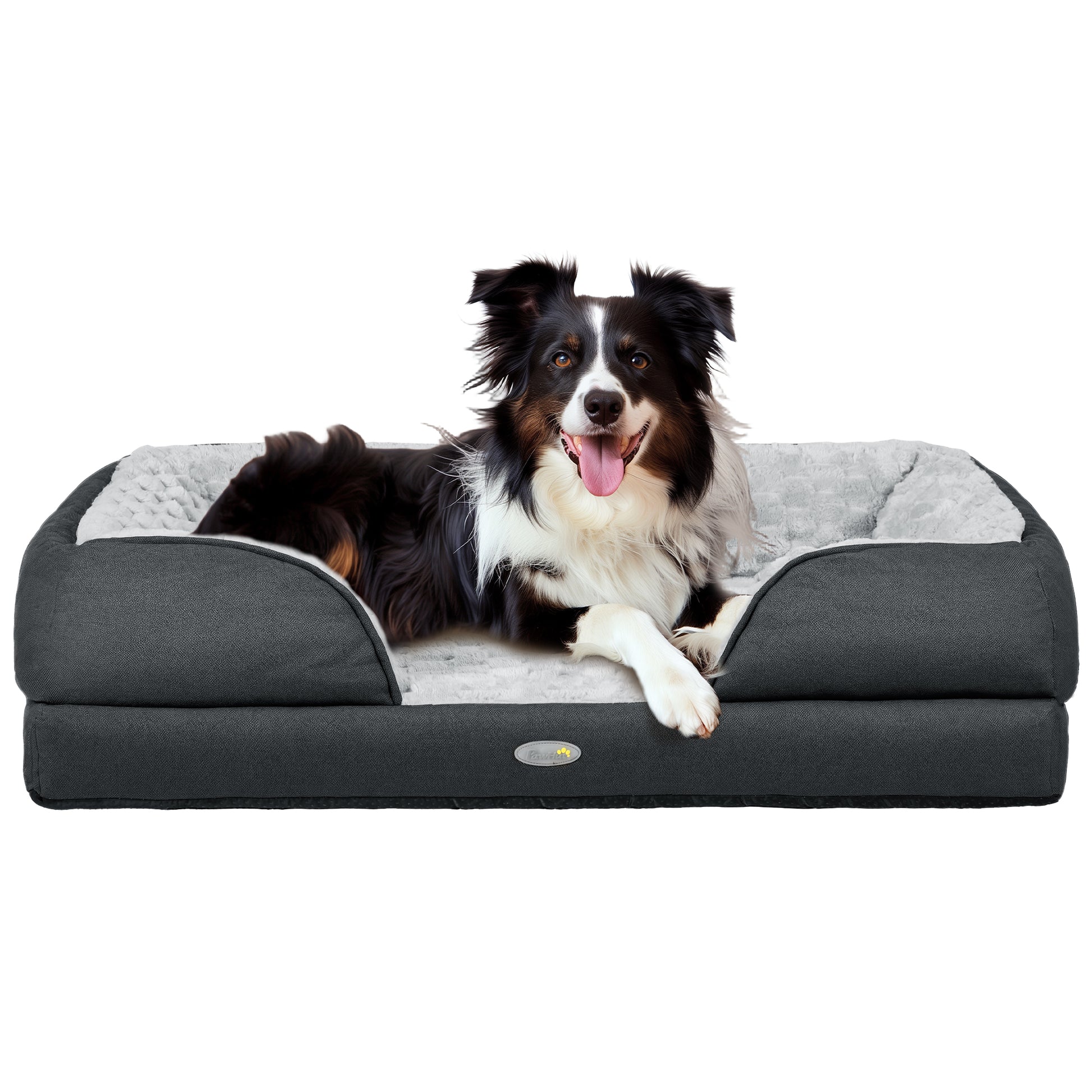 Photo of PawHut Calming Dog Bed Pet Mattress w/ Removable Cover, Anti-Slip Bottom, for Medium Dogs, 90L x 69W x 21Hcm - Charcoal Grey in Grey colour on a white background