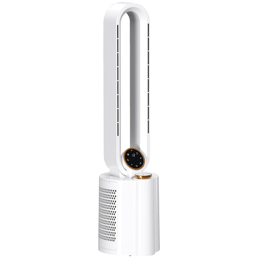 Photo of HOMCOM Multi-Mode Bladeless Tower Fan and Humidifier - White in White colour on a white background