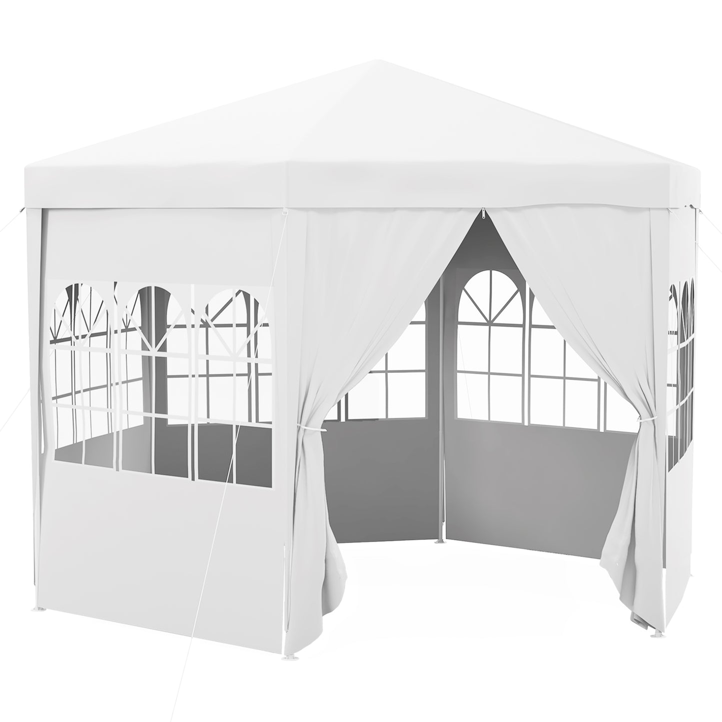 Photo of Outsunny 4 m Party Tent Wedding Gazebo Outdoor Waterproof PE Canopy Shade with 6 Removable Side Walls in Walls colour on a white background