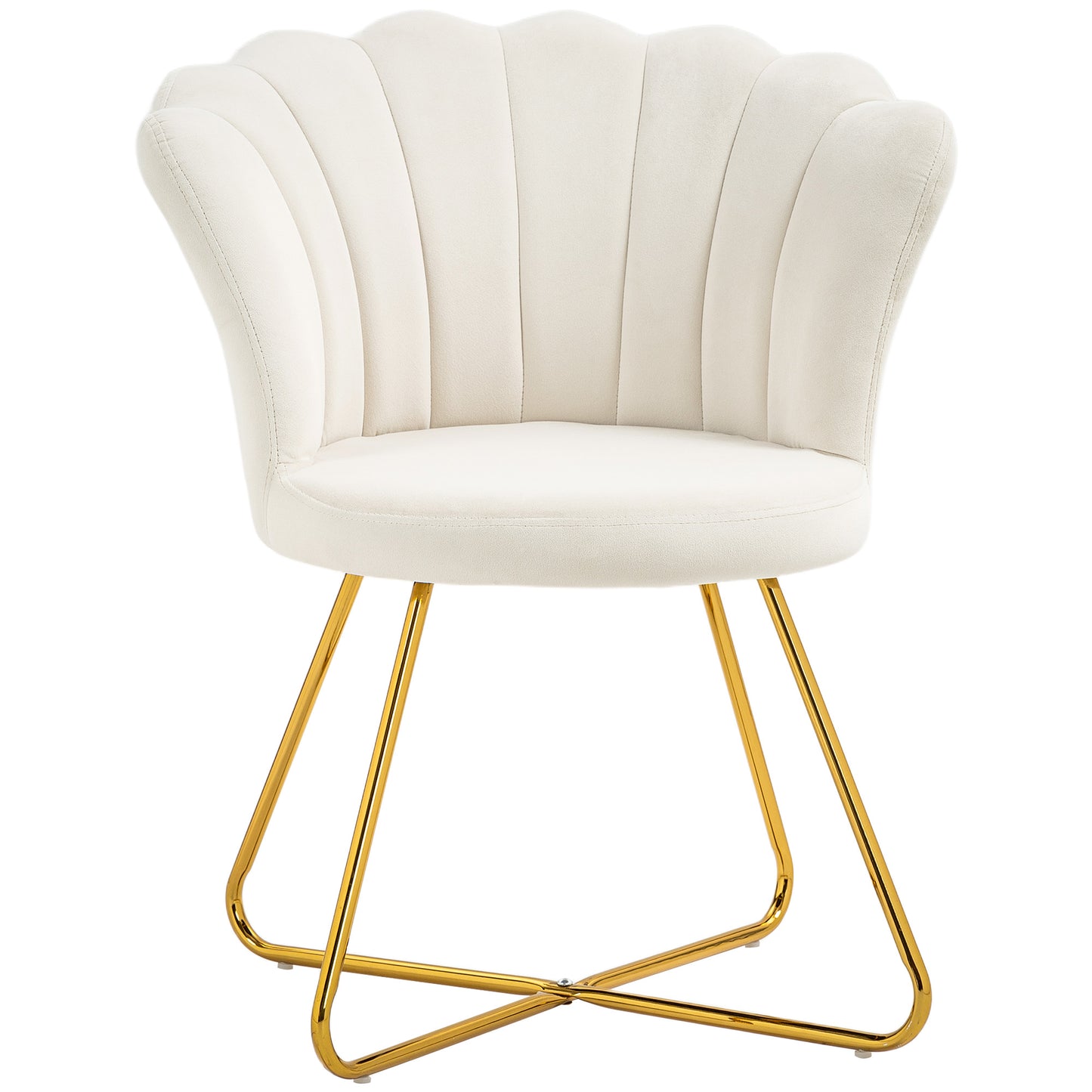 Photo of HOMCOM Velvet-Feel Lotus Petal Accent Chair - Cream in Cream colour on a white background