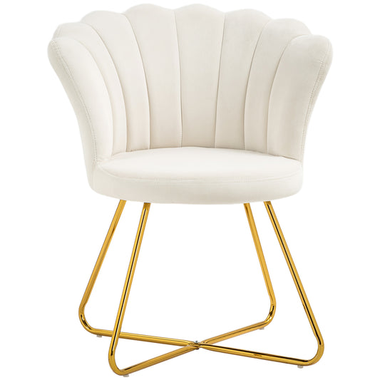 Photo of HOMCOM Velvet-Feel Lotus Petal Accent Chair - Cream in Cream colour on a white background