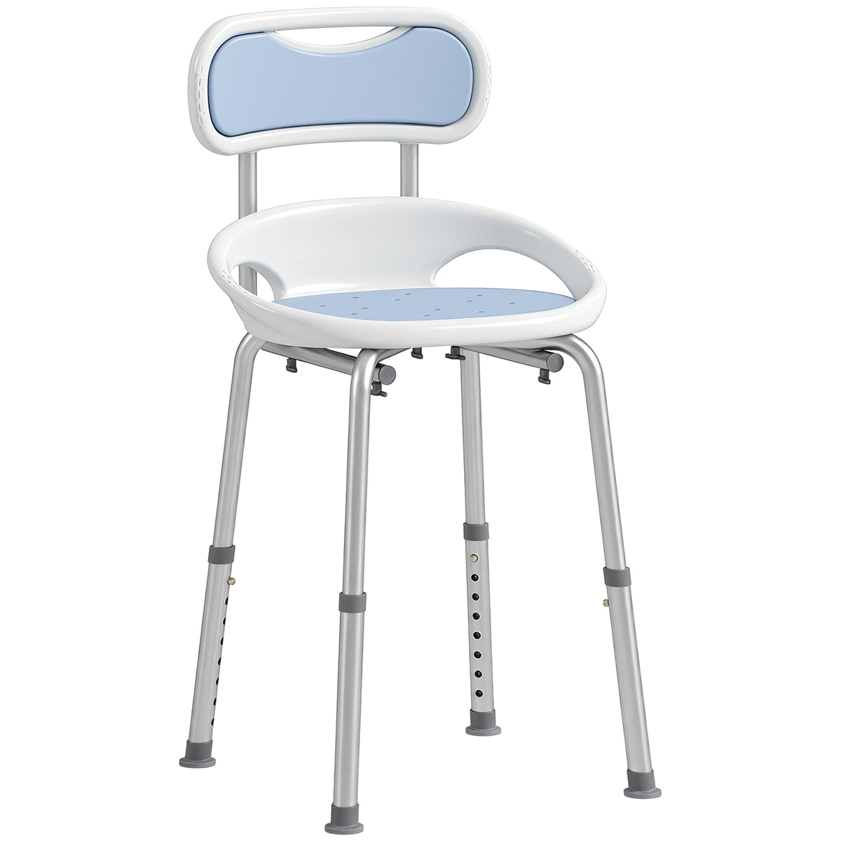 Photo of HOMCOM Shower Chair with Padded Seat Adjustable Height Shower Stool Bath Seat with Back and Anti-Slip Feet in Feet colour on a white background