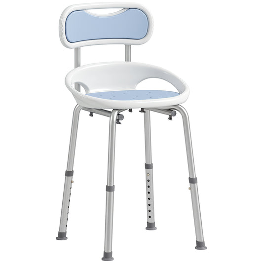 Photo of HOMCOM Shower Chair with Padded Seat Adjustable Height Shower Stool Bath Seat with Back and Anti-Slip Feet in Feet colour on a white background